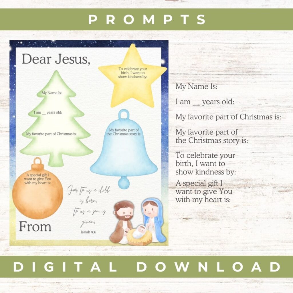 christmas letter to jesus printable for kids | healing home